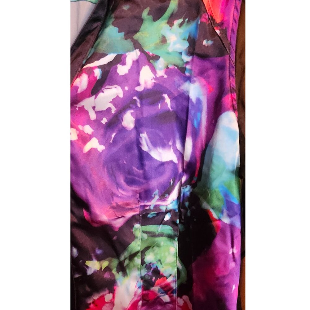 NEW Bianca Nygard Water Colored Blouse Sheer Black Sleeves Petite Size 6P - Picture 4 of 7